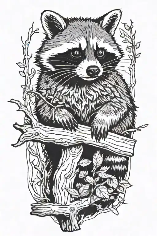 Raccoon Walking On Branch