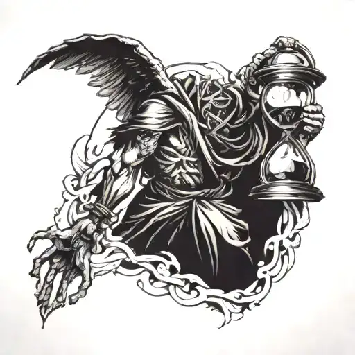 God Of Death Holding Hourglass