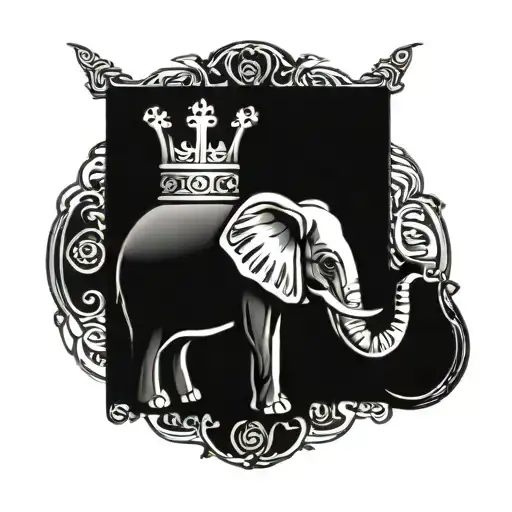 Elephant And Crown Surrounded By Bold