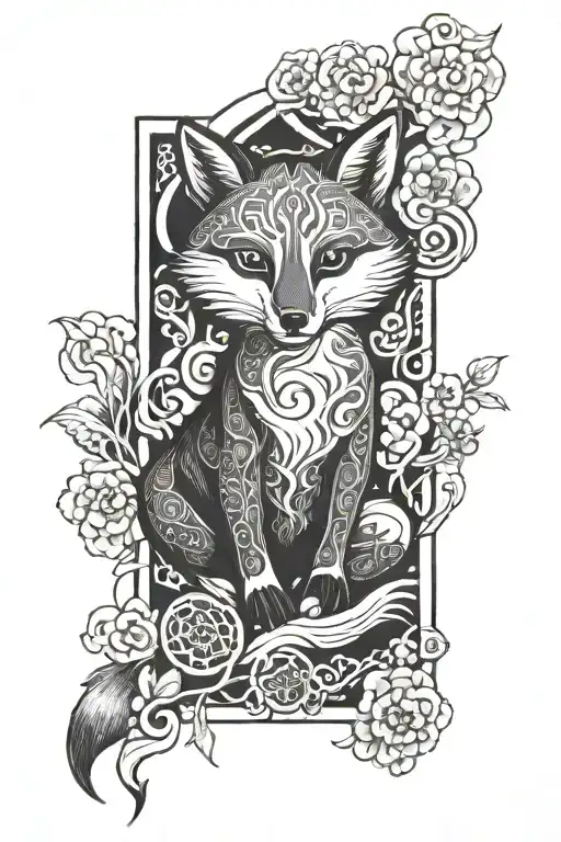 Ractangle Omamori Talisman Fox Inside