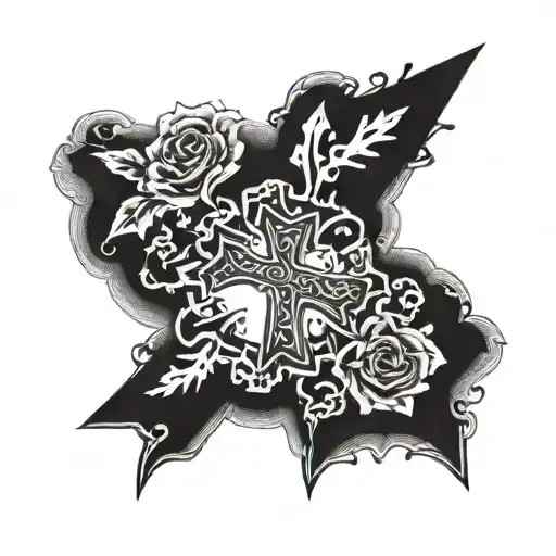 Incorporate A Detailed Cross With A Meaningful Bible Quote Intertwined In A Blackwork Style Design