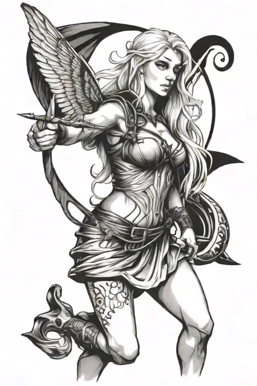 Lilith With Blond Hair Holding Arrow