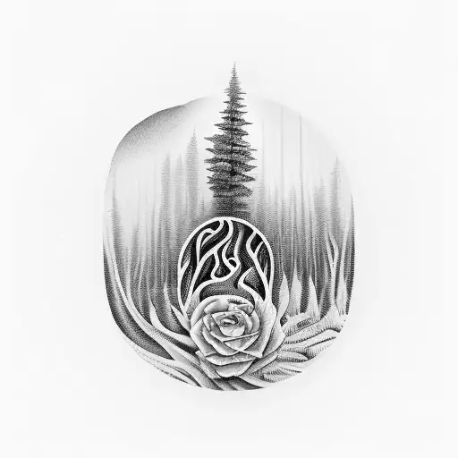 A Surrealistic Representation Of A Forest Merging With Musical Instruments