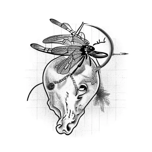 A Realistic Heart With A Dragonfly Resting On Top And A Cowboy Hat Hanging Off One Of Its Loops