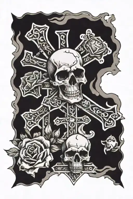 Memento Mori And Cross And Burning Blood Money