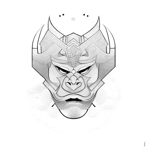 Create A Modern And Abstract Interpretation Of An Oni Mask Incorporating Geometric Shapes