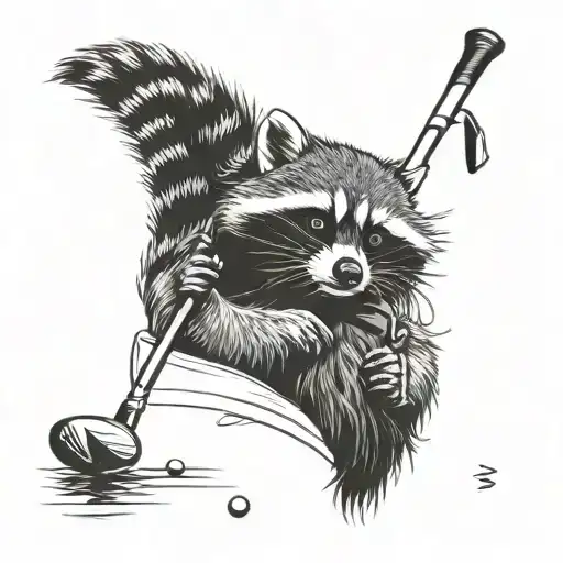 Raccoon Play Golf Lifelike