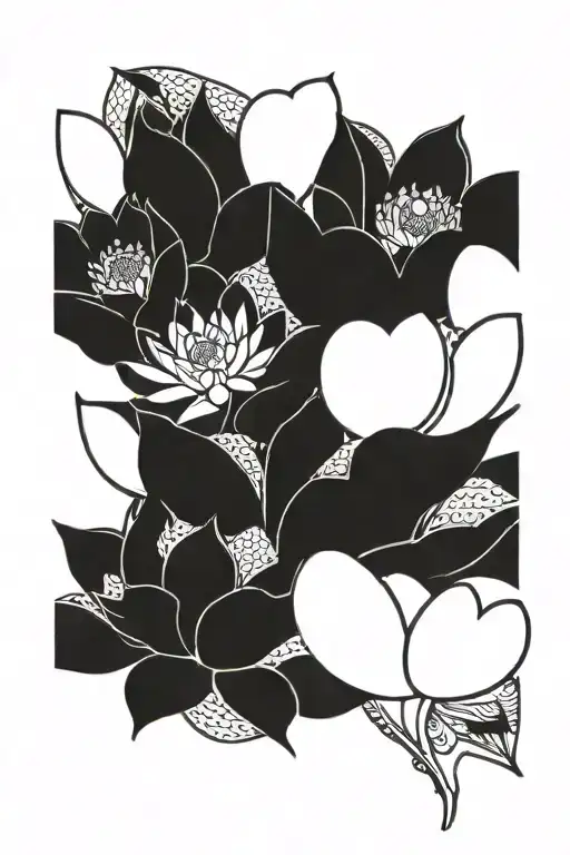 Vertical Tattoo Of Four Lotus Flower