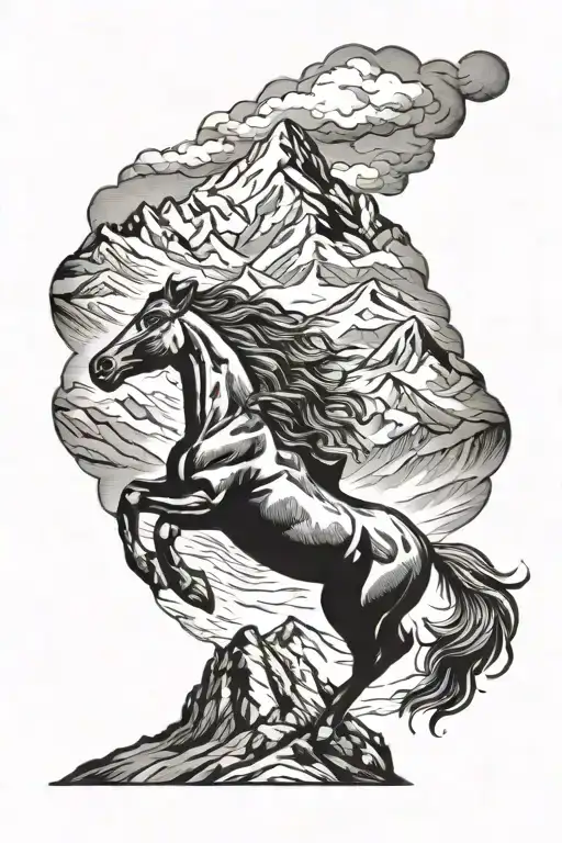 Horse With Mountain Backdrop Scenery