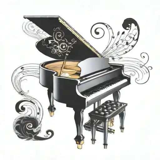 Incorporate A Grand Piano With Swirling Musical Notes And Keys Into A Mystical Mistborn Symbol