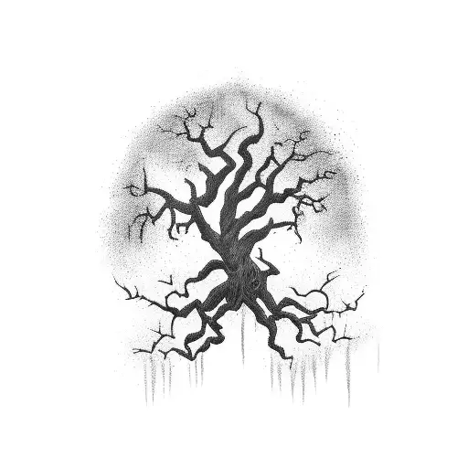 Grim Reaper In Dead Oak Tree