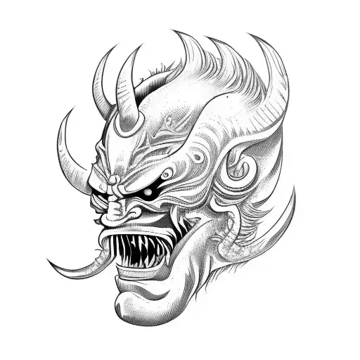 Japanese Face With Mask On Angry Demon