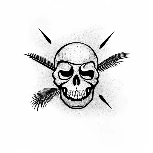 Tropical Palm Trees Forming A Pirate Skull And Crossbones