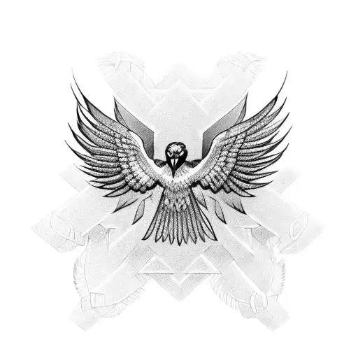 Cross Made Of Intertwined Hawk Feathers