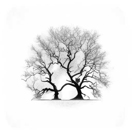 Dead Oak Tree With Grim Reaper