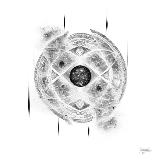 Abstract Painting Inspired Tattoo Incorporating Galaxy And Sky Elements