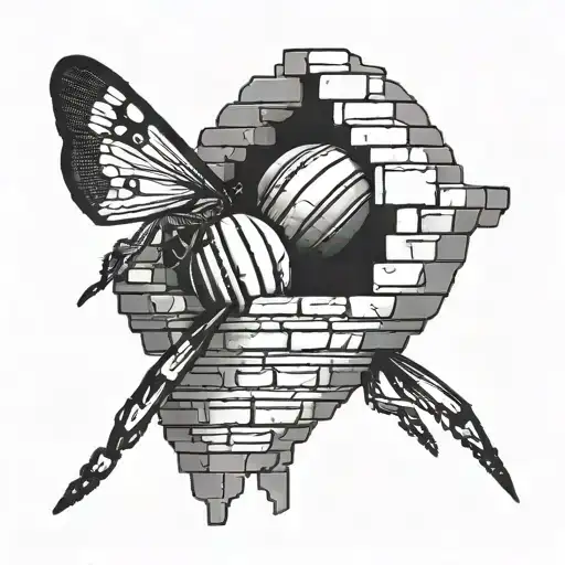 A Cricket Ball Breaking Through A Brick Wall Symbolizing Overcoming Obstacles