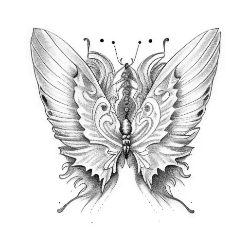 Half Angel Wing And Half Butterfly Wing