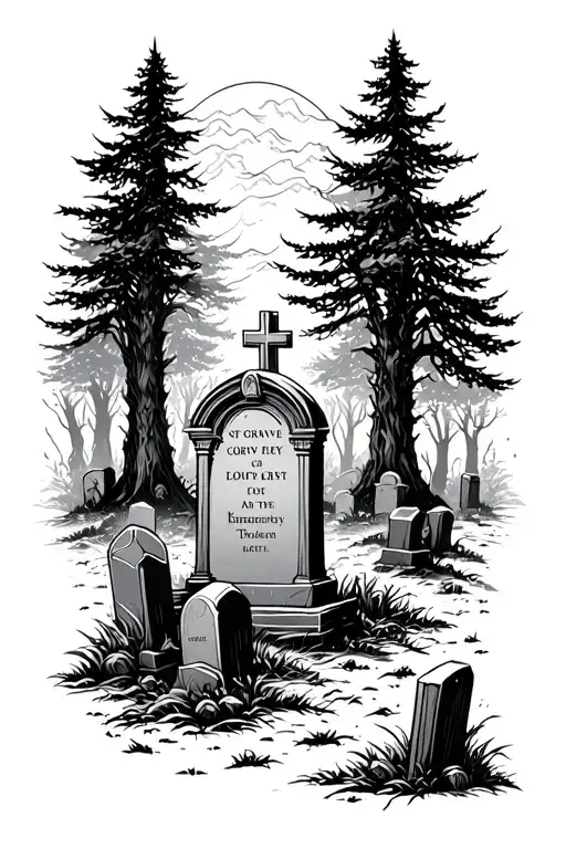 Grave Yard With Forest Back Ground
