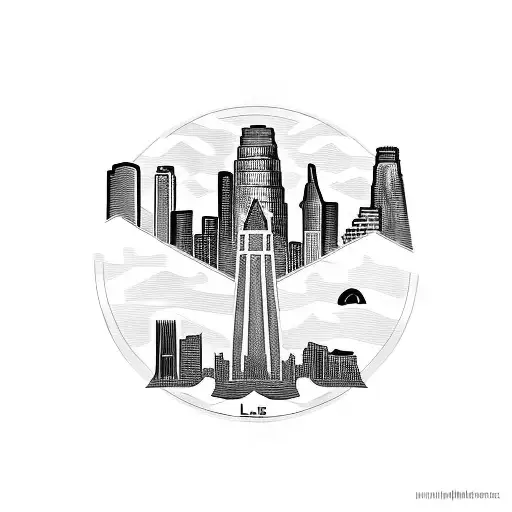 Los Angeles Skyline With Mississippi River And Arkansas Razorback Symbol