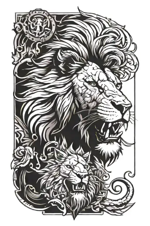 Lion Face And War Scene