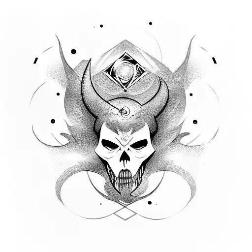 Hades Symbol With Lighting And Waves