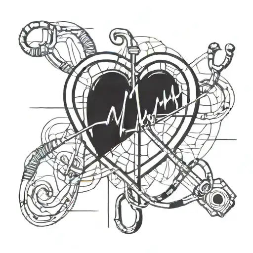 A Stylized Heart Intertwined With An Ekg Line And A Stethoscope