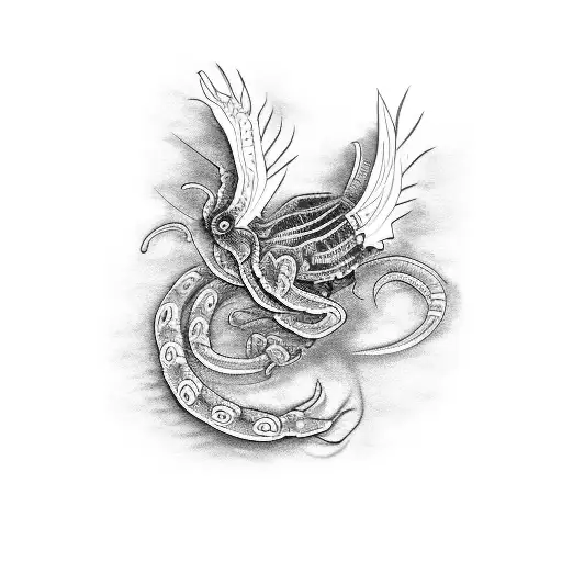 Centipede With Raven