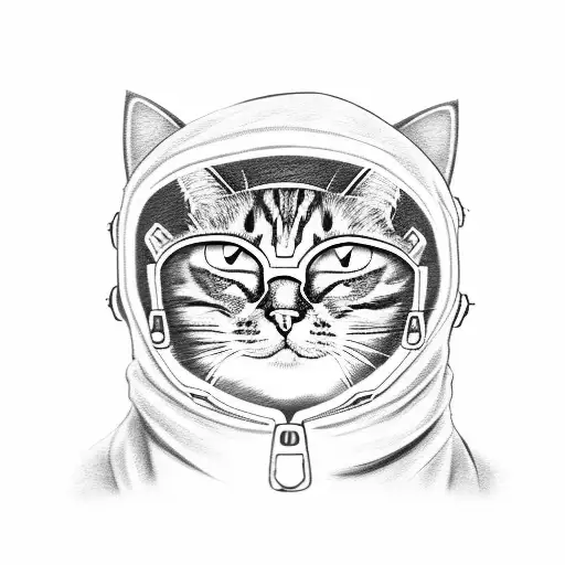 Cat With A Blindfold In A Hood In Cyberpunk Style