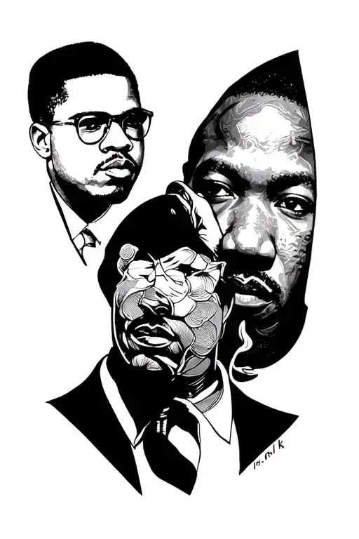 Black Culture Tattoo That Includes Malcom X And Mlk