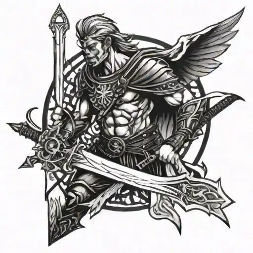 Warrior Angle Holding Broken Sword