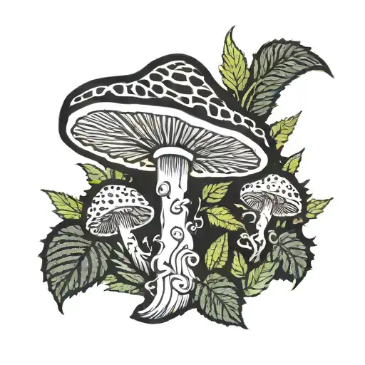 Trippy Background With Cannabis Infused Physchdelic Mushroom And Maybe Mdma