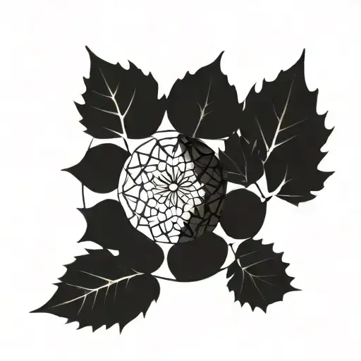 Circle Of Oak Leaves With Geometric Mandala Surounding