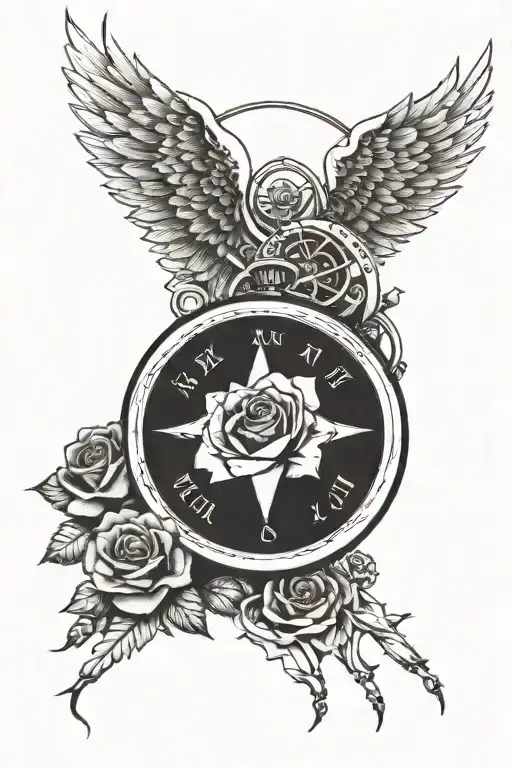 Rose Above Separated A Compass And An Angel Wing