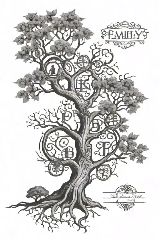Family Tree With Initials Intertwined