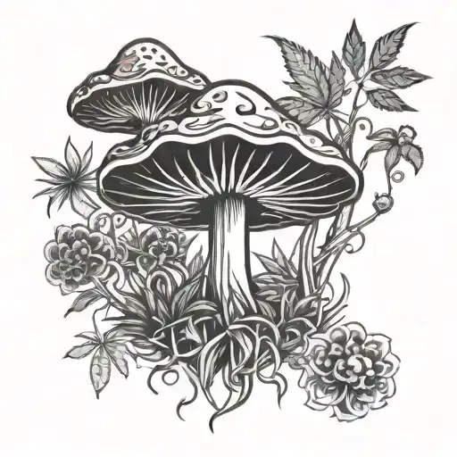 Trippy Background With Cannabis Infused Physchdelic Mushroom And Maybe Add In Ecstasy