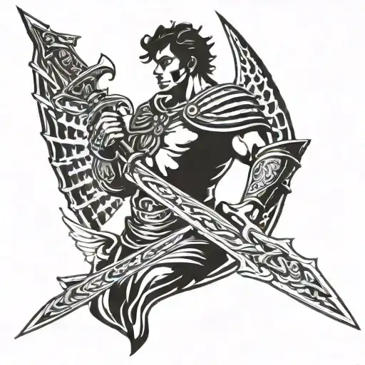 Warrior Angle Holding Broken Sword