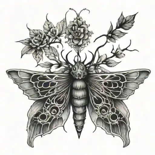 A Gothic Moth Sheding It's Skin And The Thorns