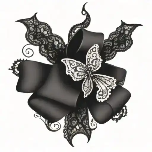 Black Coquette Bow With Lace