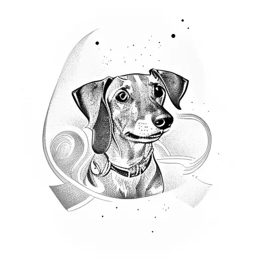 Abstract Dachshund Full-body Silhouette Outline
