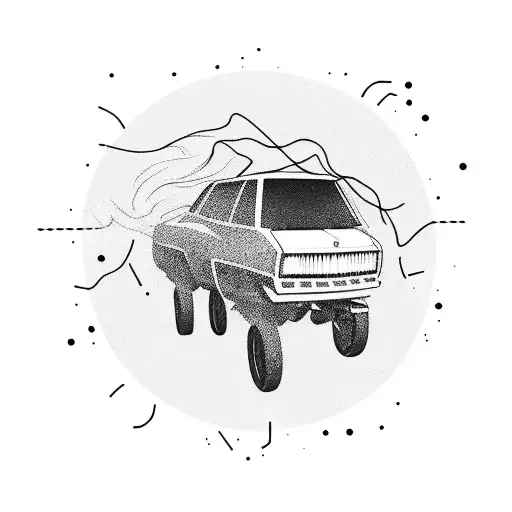 Incorporate A Drifting Car Silhouette With Smoke Trails Into A Dynamic Composition