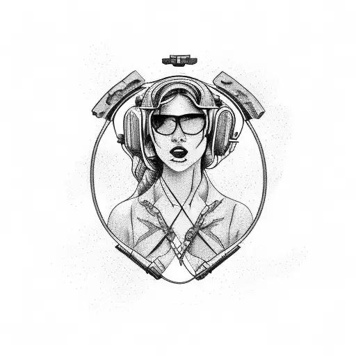 Helicopter Nose Art With Sexy Woman On Grand Teton Mountain