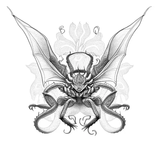 Dragon With Spider Lillies