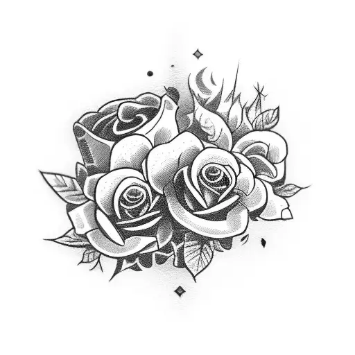 Engine Motor With Skull And Roses