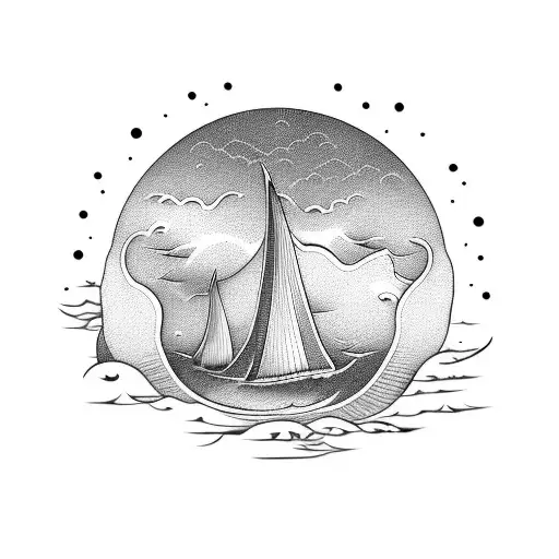 Dragon Boat Sailing Through Stormy Seas With A Mix Of Norse And Japanese Art Elements