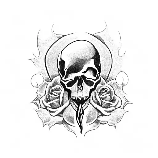 Skull Roses Snake Knife