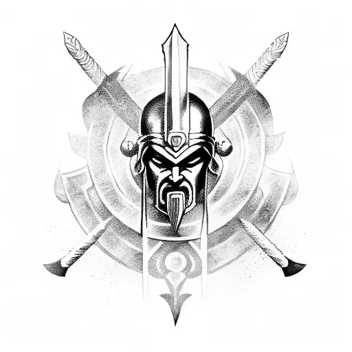 Spartan Warrior With Eleven Spears