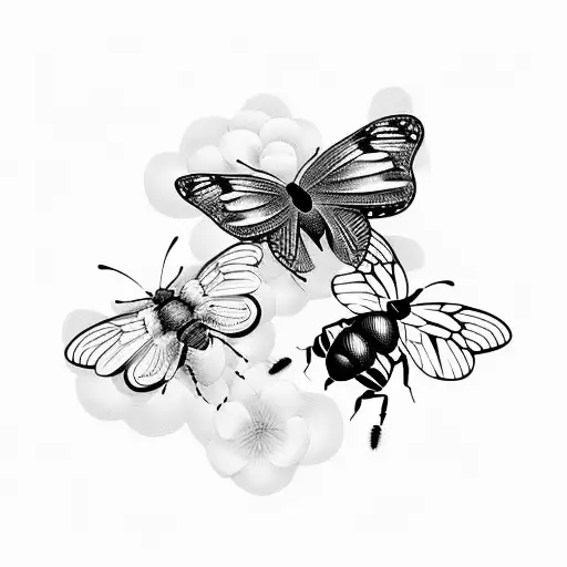 A Butterfly And Bee