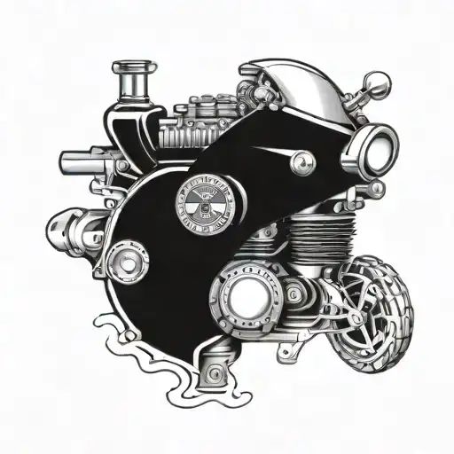 Motorcycle Engine Intertwined With A Police Badge