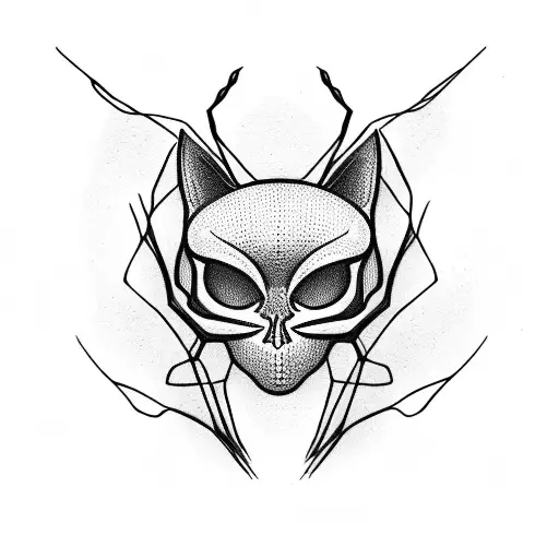 Incorporate A Spider Web Design With A Cat Skull Intertwined Within It